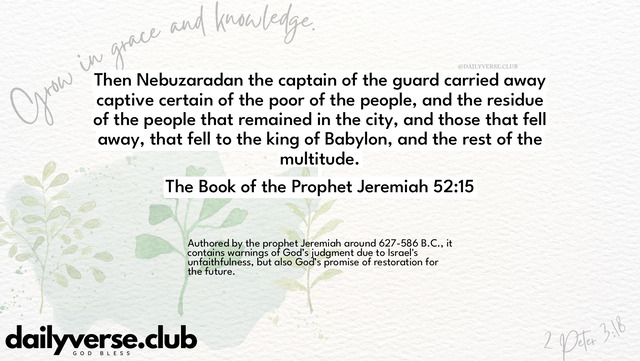 Bible Verse Wallpaper 52:15 from The Book of the Prophet Jeremiah