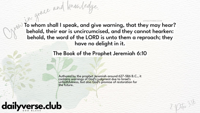 Bible Verse Wallpaper 6:10 from The Book of the Prophet Jeremiah