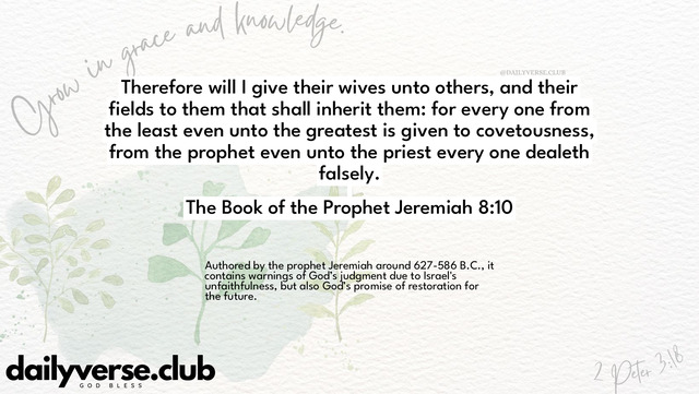 Bible Verse Wallpaper 8:10 from The Book of the Prophet Jeremiah
