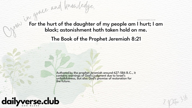 Bible Verse Wallpaper 8:21 from The Book of the Prophet Jeremiah