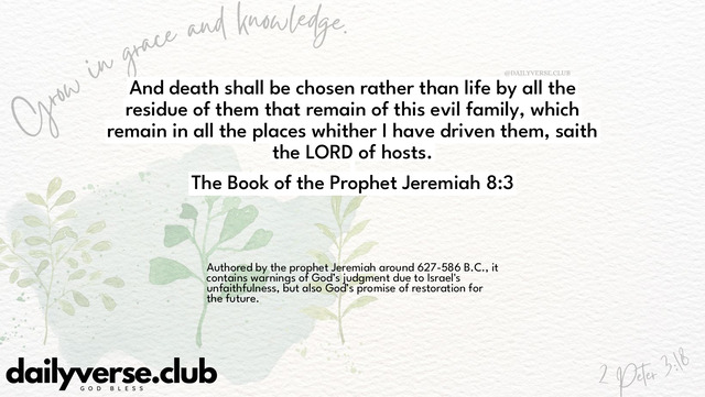 Bible Verse Wallpaper 8:3 from The Book of the Prophet Jeremiah