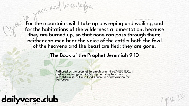 Bible Verse Wallpaper 9:10 from The Book of the Prophet Jeremiah