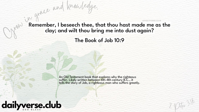 Bible Verse Wallpaper 10:9 from The Book of Job