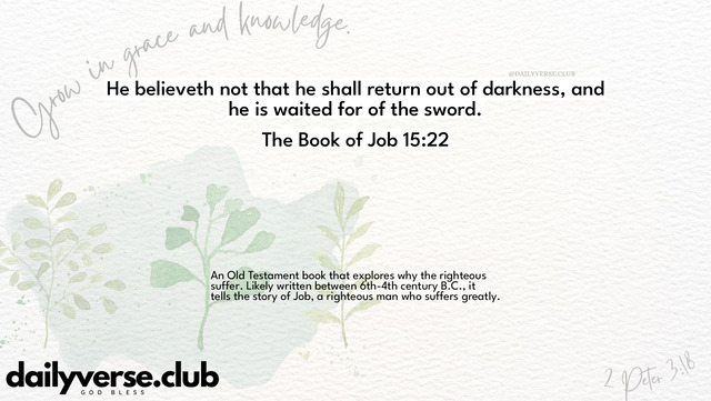 Bible Verse Wallpaper 15:22 from The Book of Job