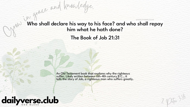Bible Verse Wallpaper 21:31 from The Book of Job