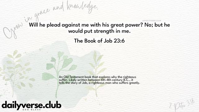 Bible Verse Wallpaper 23:6 from The Book of Job