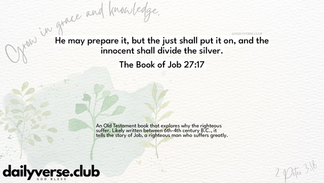Bible Verse Wallpaper 27:17 from The Book of Job