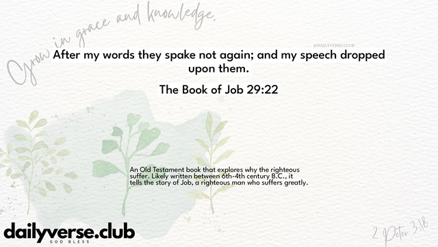 Bible Verse Wallpaper 29:22 from The Book of Job