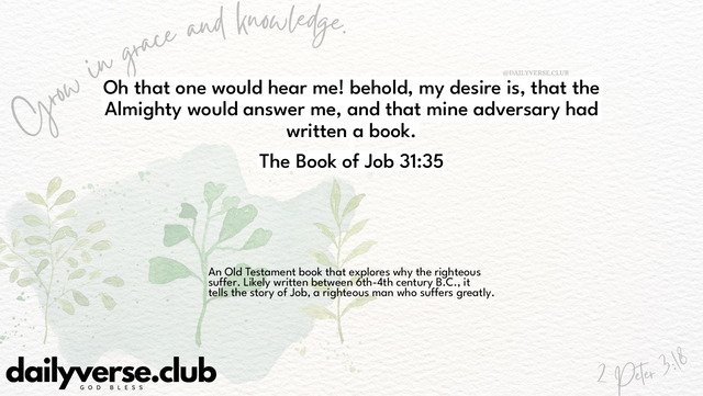 Bible Verse Wallpaper 31:35 from The Book of Job