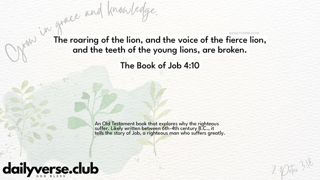 Bible Verse Wallpaper 4:10 from The Book of Job