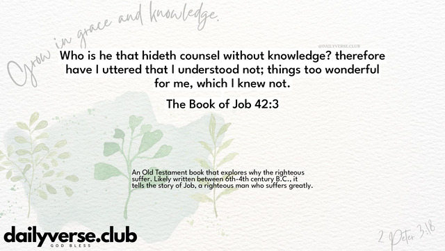 Bible Verse Wallpaper 42:3 from The Book of Job