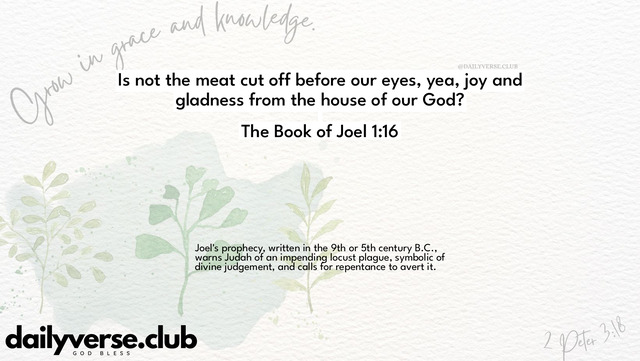Bible Verse Wallpaper 1:16 from The Book of Joel