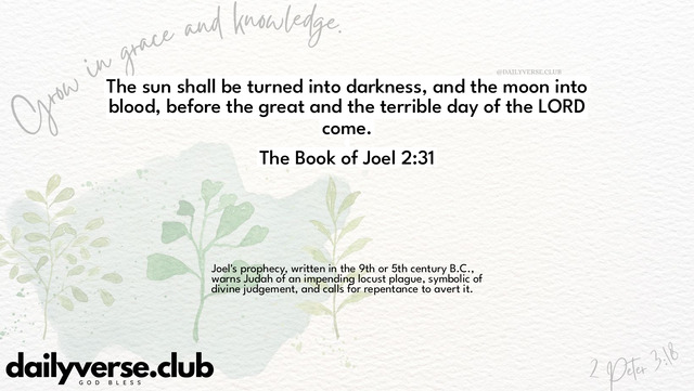 Bible Verse Wallpaper 2:31 from The Book of Joel