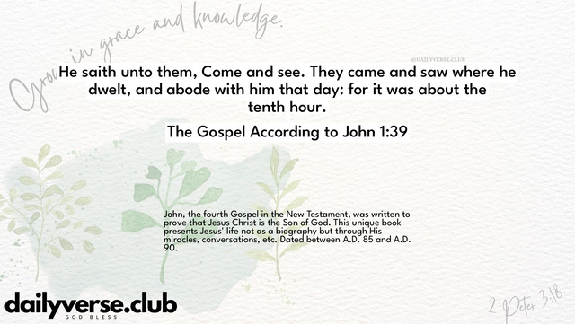 Bible Verse Wallpaper 1:39 from The Gospel According to John