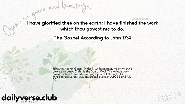 Bible Verse Wallpaper 17:4 from The Gospel According to John