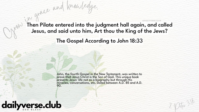 Bible Verse Wallpaper 18:33 from The Gospel According to John