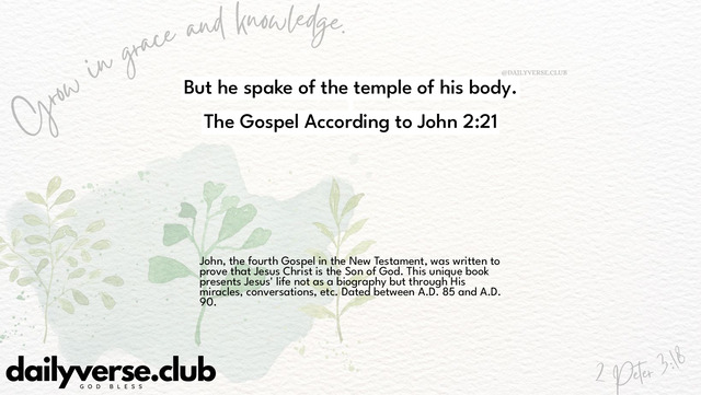 Bible Verse Wallpaper 2:21 from The Gospel According to John