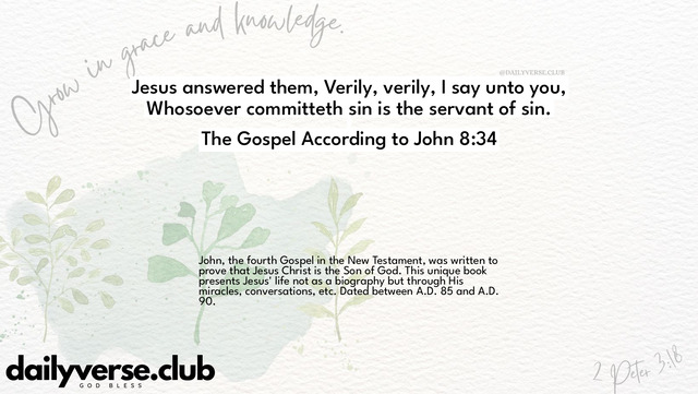 Bible Verse Wallpaper 8:34 from The Gospel According to John