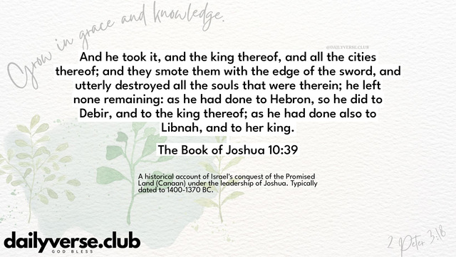 Bible Verse Wallpaper 10:39 from The Book of Joshua