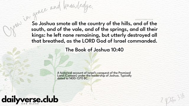 Bible Verse Wallpaper 10:40 from The Book of Joshua