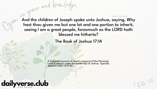 Bible Verse Wallpaper 17:14 from The Book of Joshua