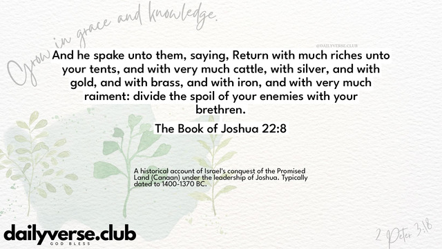 Bible Verse Wallpaper 22:8 from The Book of Joshua
