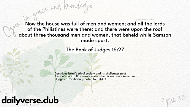 Bible Verse Wallpaper 16:27 from The Book of Judges