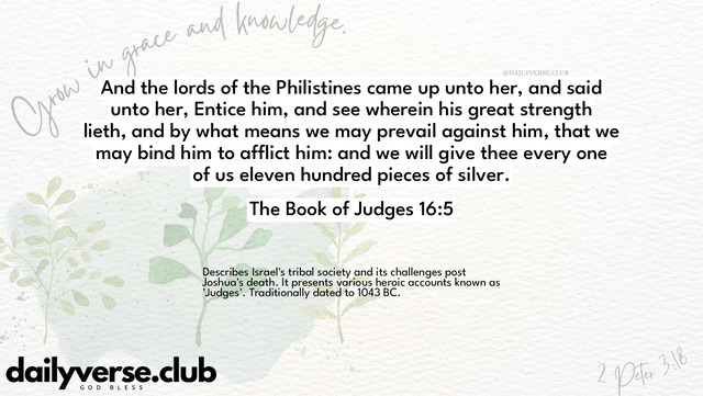 Bible Verse Wallpaper 16:5 from The Book of Judges