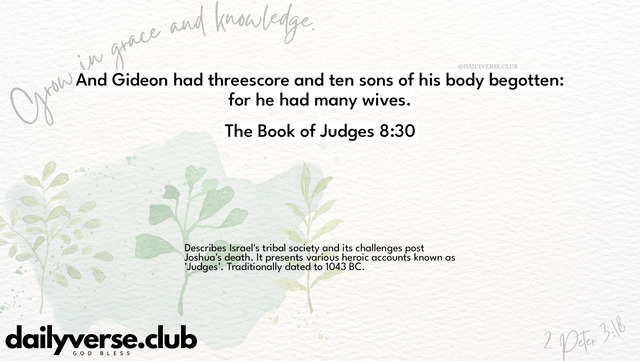 Bible Verse Wallpaper 8:30 from The Book of Judges