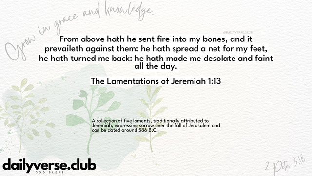 Bible Verse Wallpaper 1:13 from The Lamentations of Jeremiah