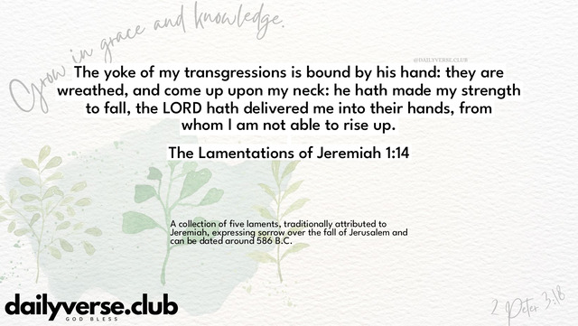Bible Verse Wallpaper 1:14 from The Lamentations of Jeremiah