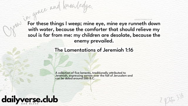 Bible Verse Wallpaper 1:16 from The Lamentations of Jeremiah