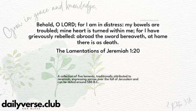 Bible Verse Wallpaper 1:20 from The Lamentations of Jeremiah