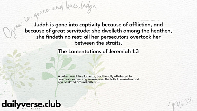 Bible Verse Wallpaper 1:3 from The Lamentations of Jeremiah