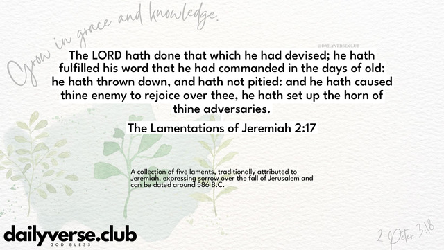 Bible Verse Wallpaper 2:17 from The Lamentations of Jeremiah