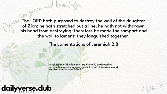 Bible Verse Wallpaper 2:8 from The Lamentations of Jeremiah