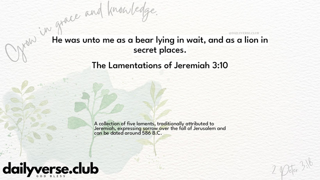 Bible Verse Wallpaper 3:10 from The Lamentations of Jeremiah