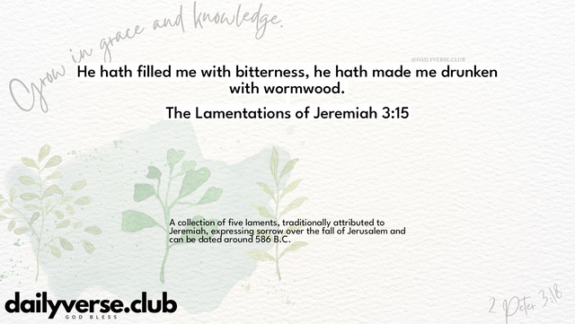 Bible Verse Wallpaper 3:15 from The Lamentations of Jeremiah