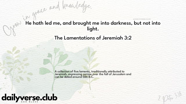 Bible Verse Wallpaper 3:2 from The Lamentations of Jeremiah