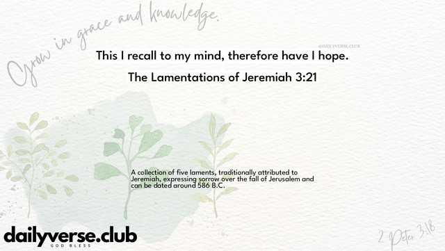Bible Verse Wallpaper 3:21 from The Lamentations of Jeremiah