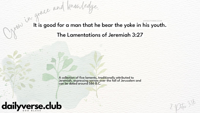 Bible Verse Wallpaper 3:27 from The Lamentations of Jeremiah