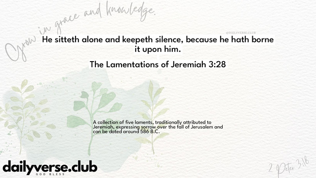 Bible Verse Wallpaper 3:28 from The Lamentations of Jeremiah