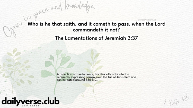 Bible Verse Wallpaper 3:37 from The Lamentations of Jeremiah