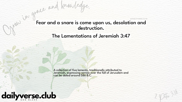 Bible Verse Wallpaper 3:47 from The Lamentations of Jeremiah