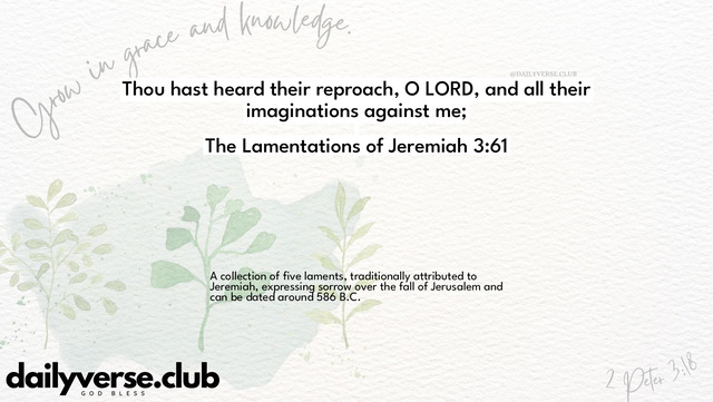 Bible Verse Wallpaper 3:61 from The Lamentations of Jeremiah