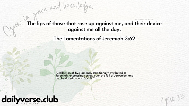 Bible Verse Wallpaper 3:62 from The Lamentations of Jeremiah