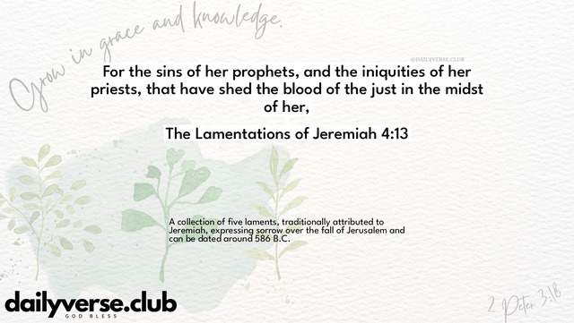 Bible Verse Wallpaper 4:13 from The Lamentations of Jeremiah