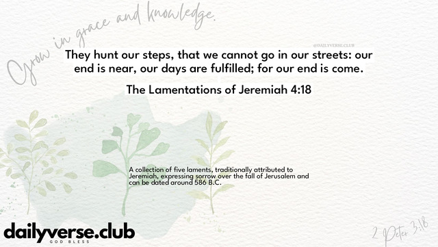 Bible Verse Wallpaper 4:18 from The Lamentations of Jeremiah