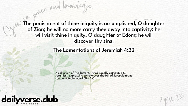 Bible Verse Wallpaper 4:22 from The Lamentations of Jeremiah