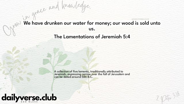 Bible Verse Wallpaper 5:4 from The Lamentations of Jeremiah